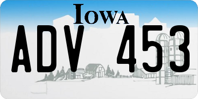 IA license plate ADV453
