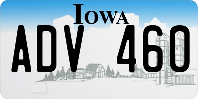 IA license plate ADV460