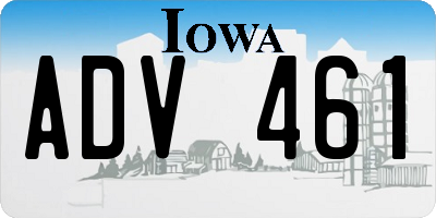 IA license plate ADV461