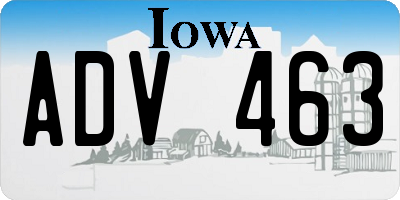 IA license plate ADV463