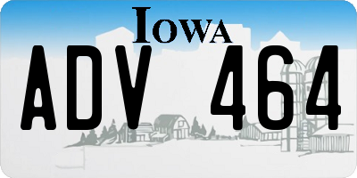 IA license plate ADV464