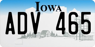 IA license plate ADV465