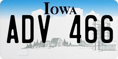IA license plate ADV466