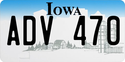 IA license plate ADV470