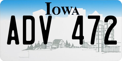 IA license plate ADV472