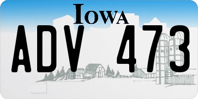 IA license plate ADV473