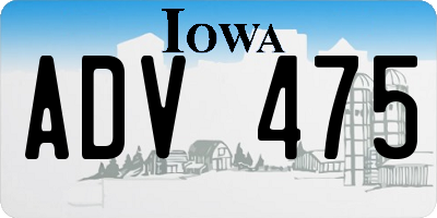 IA license plate ADV475