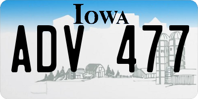 IA license plate ADV477