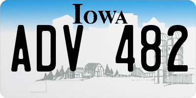 IA license plate ADV482