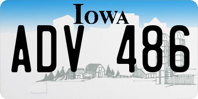 IA license plate ADV486