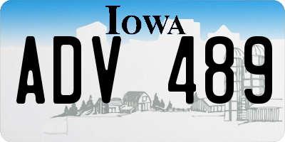 IA license plate ADV489