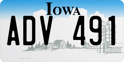 IA license plate ADV491