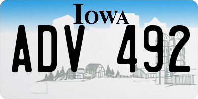 IA license plate ADV492