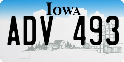 IA license plate ADV493