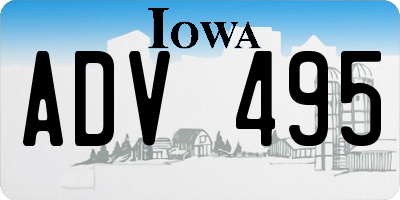 IA license plate ADV495