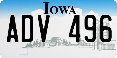 IA license plate ADV496