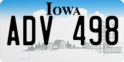 IA license plate ADV498