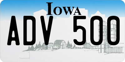 IA license plate ADV500