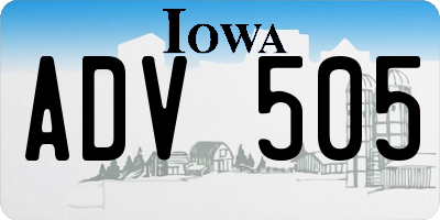 IA license plate ADV505