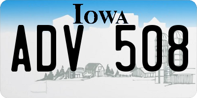 IA license plate ADV508