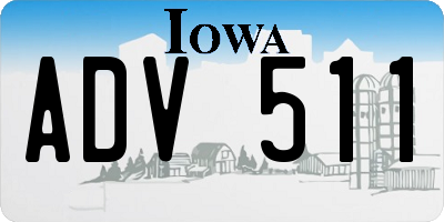 IA license plate ADV511