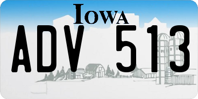IA license plate ADV513