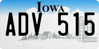 IA license plate ADV515