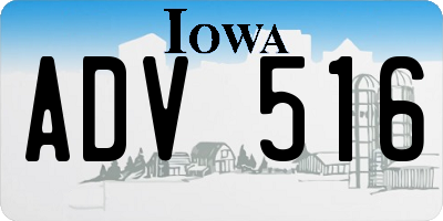 IA license plate ADV516