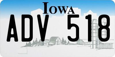 IA license plate ADV518