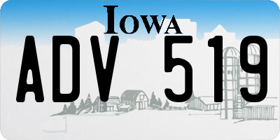 IA license plate ADV519