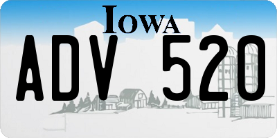 IA license plate ADV520