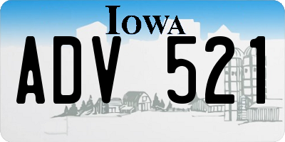 IA license plate ADV521