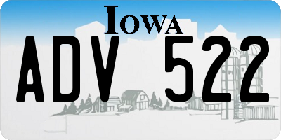 IA license plate ADV522