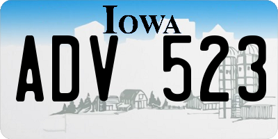 IA license plate ADV523