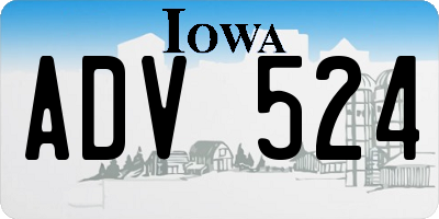 IA license plate ADV524