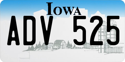 IA license plate ADV525