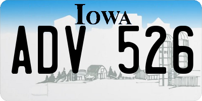 IA license plate ADV526