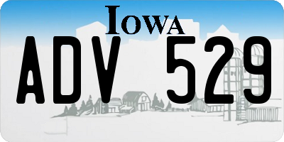IA license plate ADV529