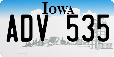 IA license plate ADV535