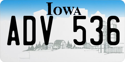 IA license plate ADV536