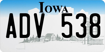 IA license plate ADV538