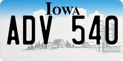 IA license plate ADV540