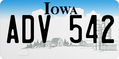 IA license plate ADV542