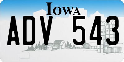 IA license plate ADV543