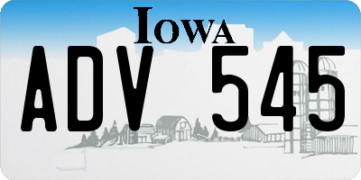 IA license plate ADV545