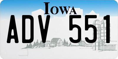 IA license plate ADV551