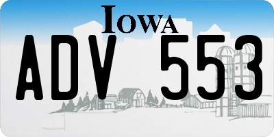 IA license plate ADV553