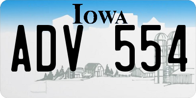 IA license plate ADV554