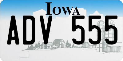 IA license plate ADV555
