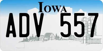 IA license plate ADV557